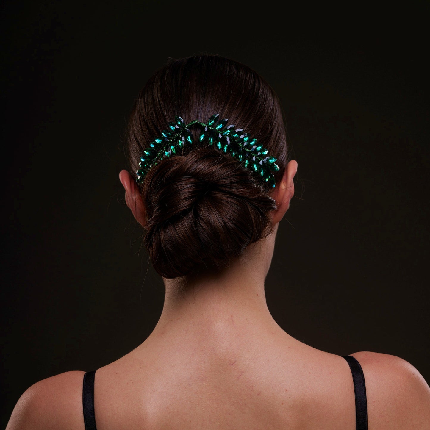 Emerald Green Crystal Leaf Hair Comb Set
