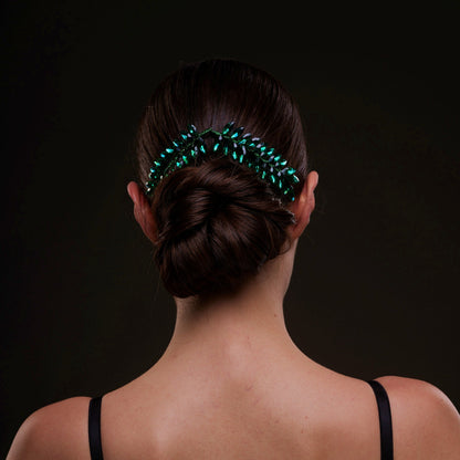 Emerald Green Crystal Leaf Hair Comb Set