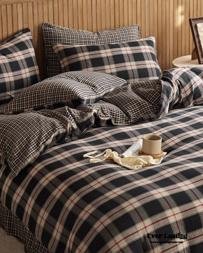 British Vintage Plaid Bedding Set / Red