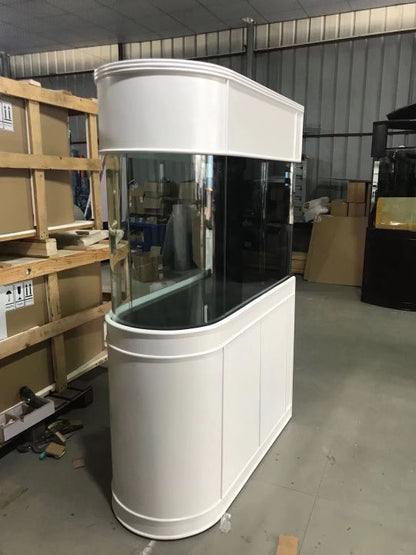 120 Gallon U-Shape Bullnose Peninsula Divider Glass Aquarium Reef-Ready in Rose Cherry Real Wood Furniture