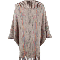 Fringe Detail Printed Poncho