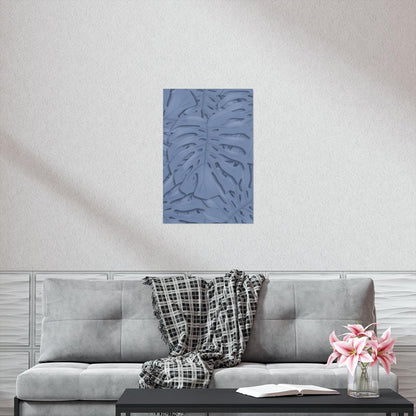 Blue Monstera Botanical Print – Unframed Wall Art