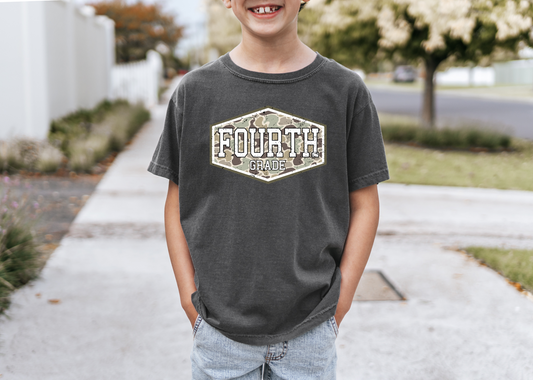 Camo Fourth Grade Youth T-Shirt