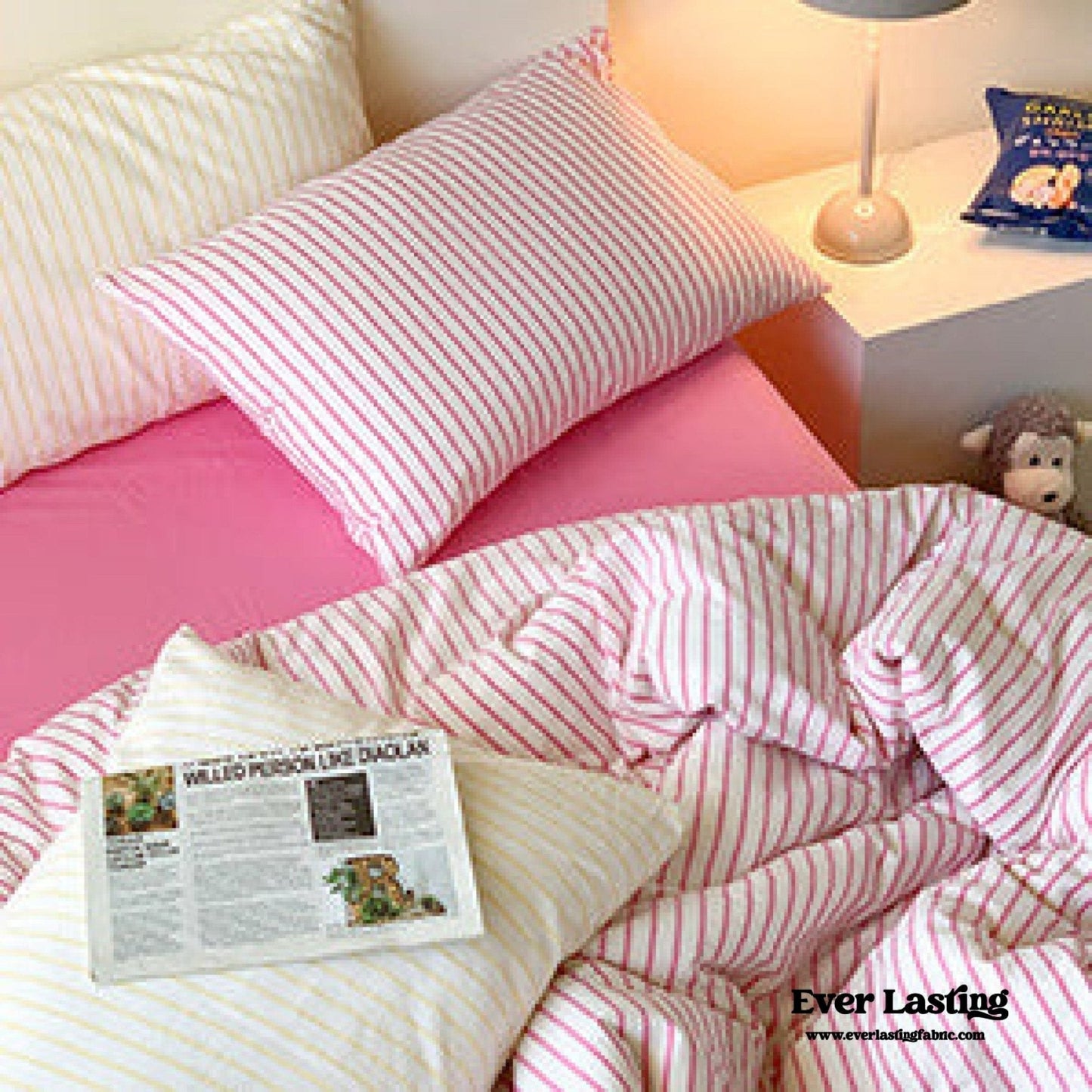 Candy Stripe Washed Cotton Bedding Set / Blue