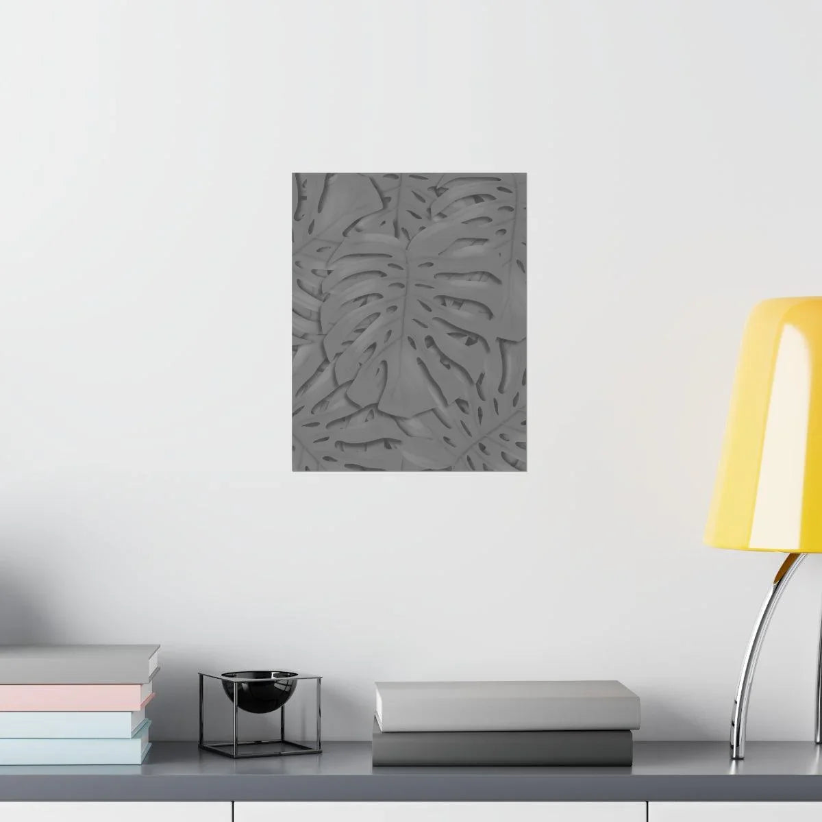 Grey Monstera Botanical Print – Unframed Wall Art