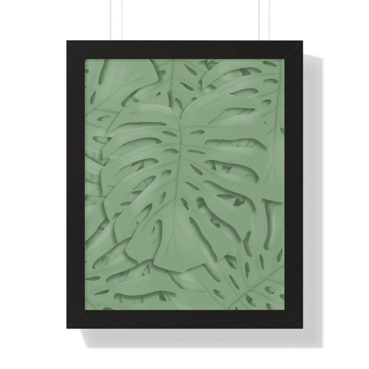 Sage Green Monstera Framed Print – Botanical Wall Art
