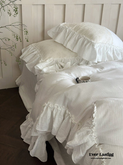 Celeste Soft Lace Embroidered Ruffle Bedding Set / Pink