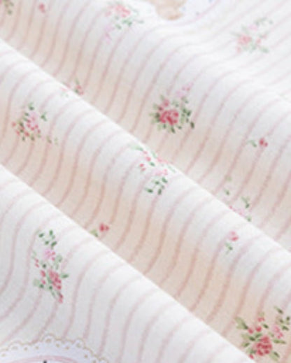 Celia Cottage Ribbon Bow Tie Floral Bedding Set / Pink
