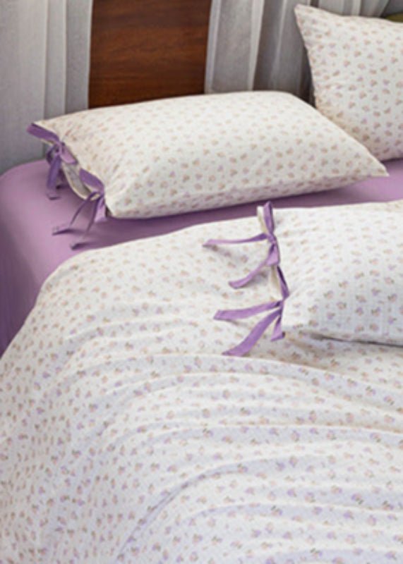 Celia Cottage Ribbon Bow Tie Floral Bedding Set / Rust Pink