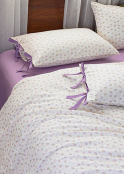 Celia Cottage Ribbon Bow Tie Floral Bedding Set / Blue