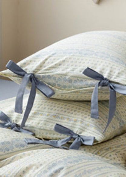 Celia Cottage Ribbon Bow Tie Floral Bedding Set / Purple