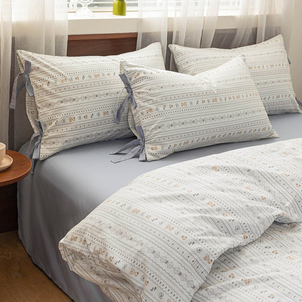 Celia Cottage Ribbon Bow Tie Floral Bedding Set / Rust Pink