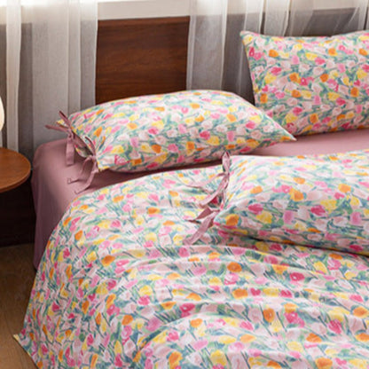Celia Cottage Ribbon Bow Tie Floral Bedding Set / Blue