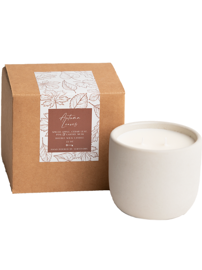 Autumn Leaves Cement Candle