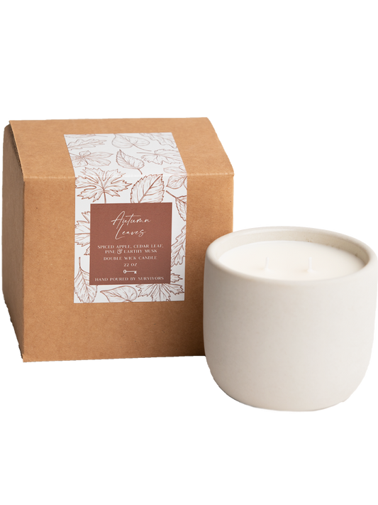 Autumn Leaves Cement Candle