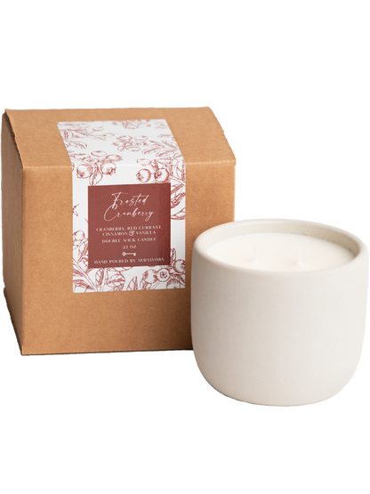 Frosted Cranberry Cement Candle