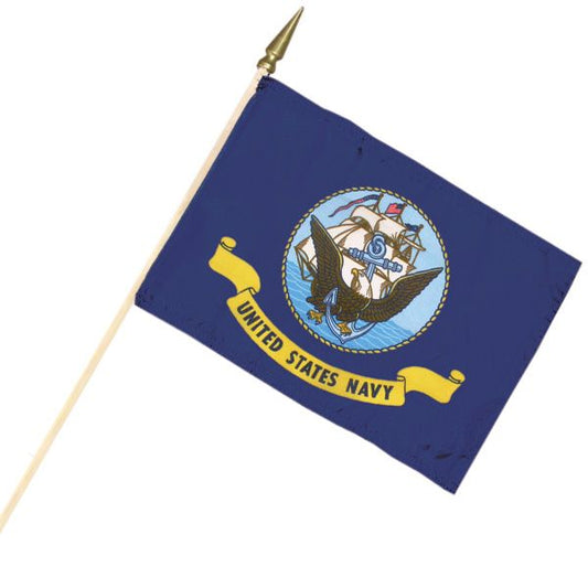 Navy Cemetery Flag – 12" x 18" with Wood Staff & Gold Spear | Made in USA