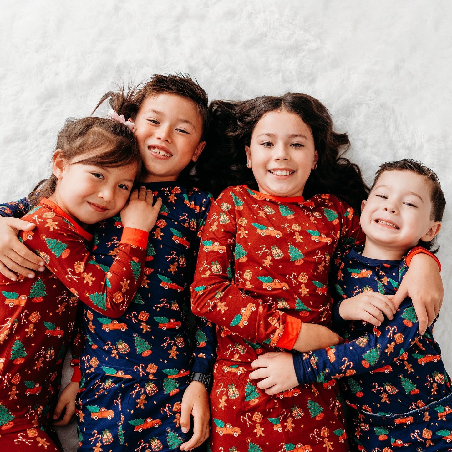 Kids’ Red Christmas Pajama Set – Soft Bamboo PJs with Red Truck & Tree Print (2025 Limited Edition)