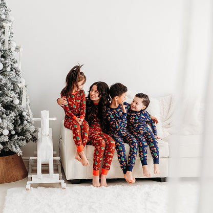 Kids’ Red Christmas Pajama Set – Soft Bamboo PJs with Red Truck & Tree Print (2025 Limited Edition)