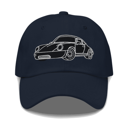 Automotive Hat. 911 Black Racer Dad Hat Embroidered