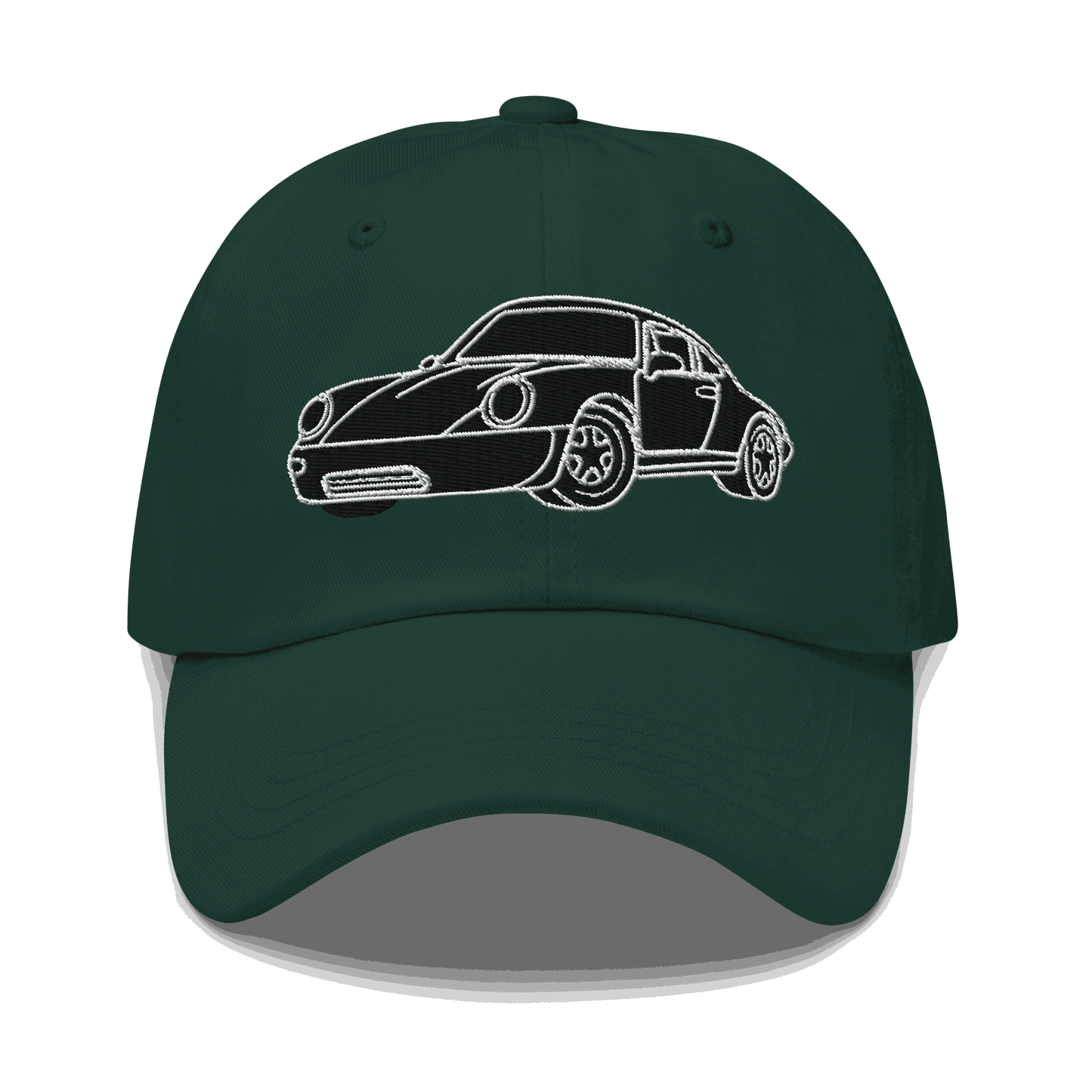 Automotive Hat. 911 Black Racer Dad Hat Embroidered