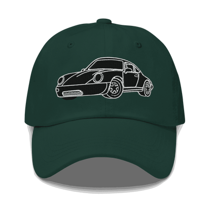 Automotive Hat. 911 Black Racer Dad Hat Embroidered