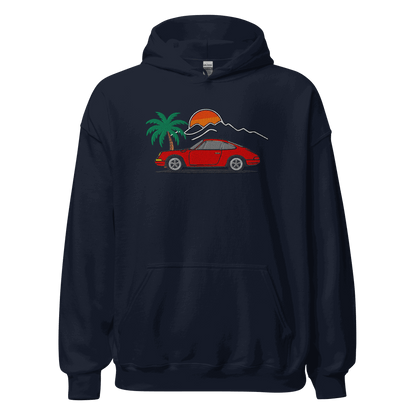 Classic German Sports Car Hoodie Sunset & Palm Tree