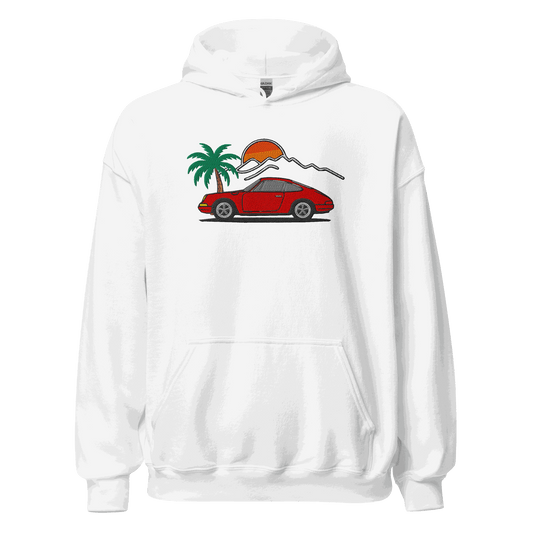 Classic German Sports Car Hoodie Sunset & Palm Tree