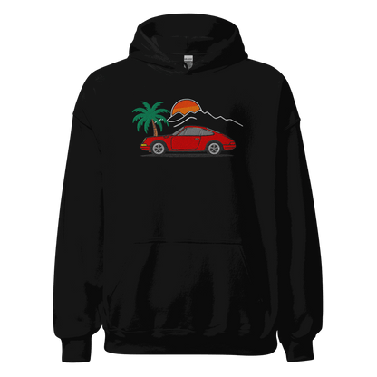 Classic German Sports Car Hoodie Sunset & Palm Tree