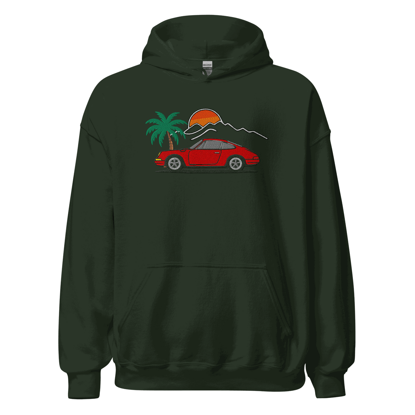 Classic German Sports Car Hoodie Sunset & Palm Tree