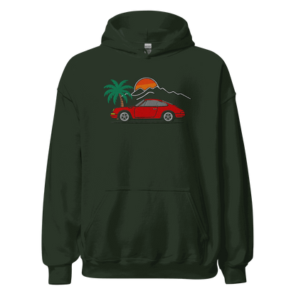Classic German Sports Car Hoodie Sunset & Palm Tree