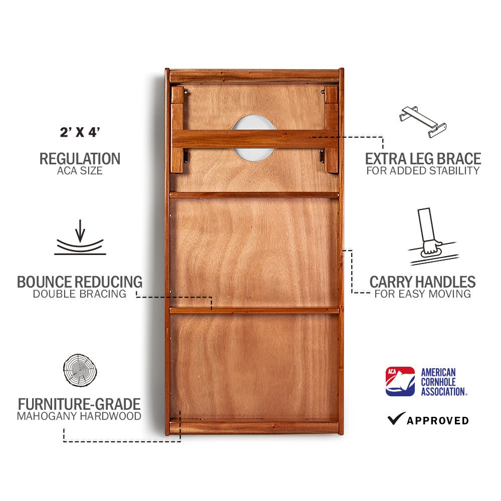 Classic Stripes Dark Wood Ivory and Gold Silver Series Cornhole Boards