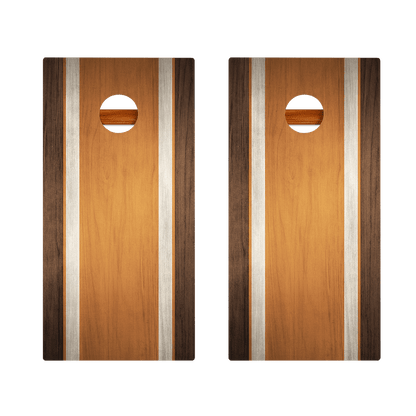 Classic Stripes Dark Wood Orange Silver Series Cornhole Boards
