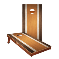 Classic Stripes Dark Wood Orange Silver Series Cornhole Boards