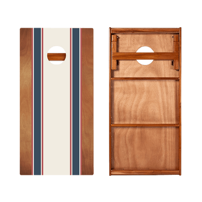 Classic Stripes Mahogany Blue and Red Silver Series Cornhole Boards