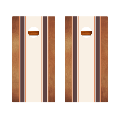 Classic Stripes Mahogany Brown and Orange Silver Series Cornhole Boards