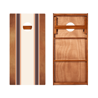 Classic Stripes Mahogany Brown and Orange Silver Series Cornhole Boards