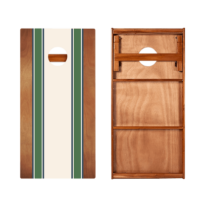 Classic Stripes Mahogany Green and Navy Silver Series Cornhole Boards