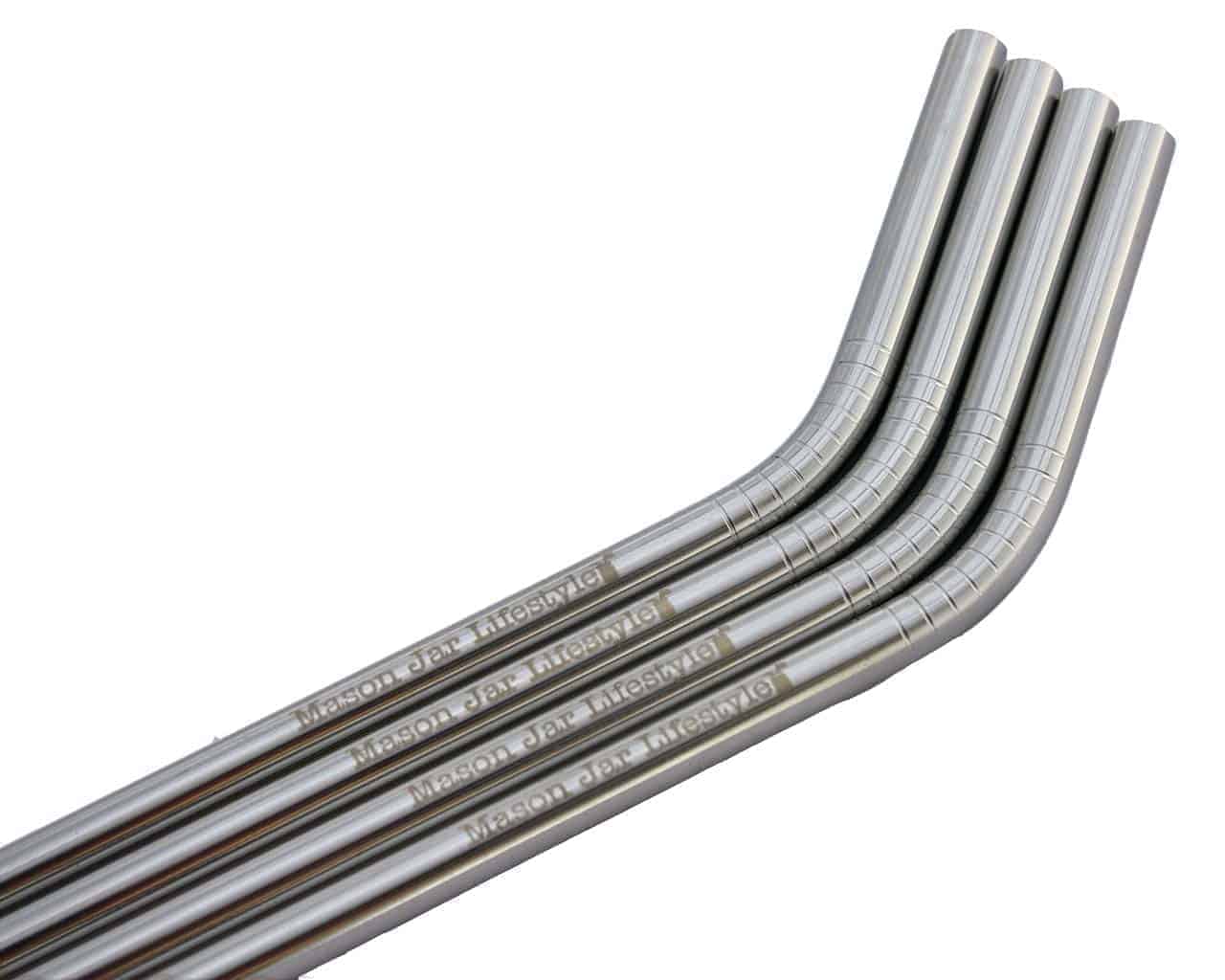 Short Thin Bent Stainless Steel Straw for Half Pint Mason Jars