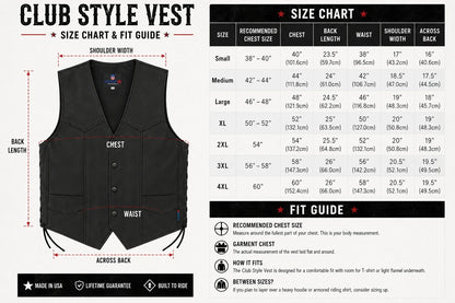 Legendary Men's Leather Club Motorcycle Vest