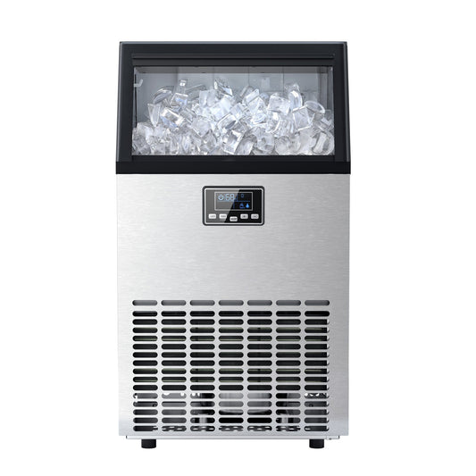 Commercial Ice Maker Machine,100lbs/24H Moon-Shaped Ice Machine with 28 Lbs Storage Capacity