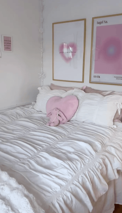 Coquette Ruffle Bedding Set with Ties / Pink