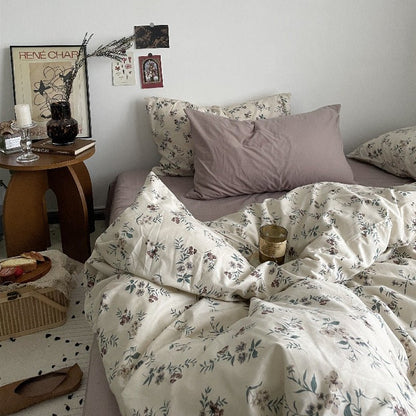 Cottage Floral Bedding Set / Orange Beige