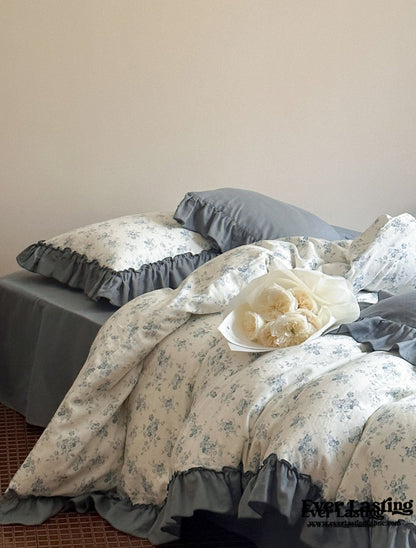 Cottage Inspired Ruffle Bedding Set / Brown