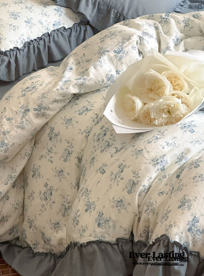 Cottage Inspired Ruffle Bedding Set / Brown