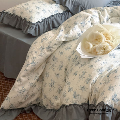 Cottage Inspired Ruffle Bedding Set / Soft Blue