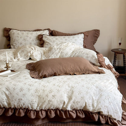Cottage Inspired Ruffle Bedding Set / Soft Blue