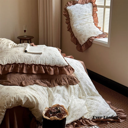 Cottage Inspired Ruffle Bedding Set / Soft Blue