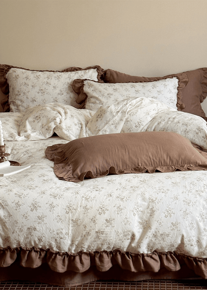 Cottage Inspired Ruffle Bedding Set / Soft Blue