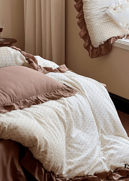 Cottage Inspired Ruffle Bedding Set / Soft Blue
